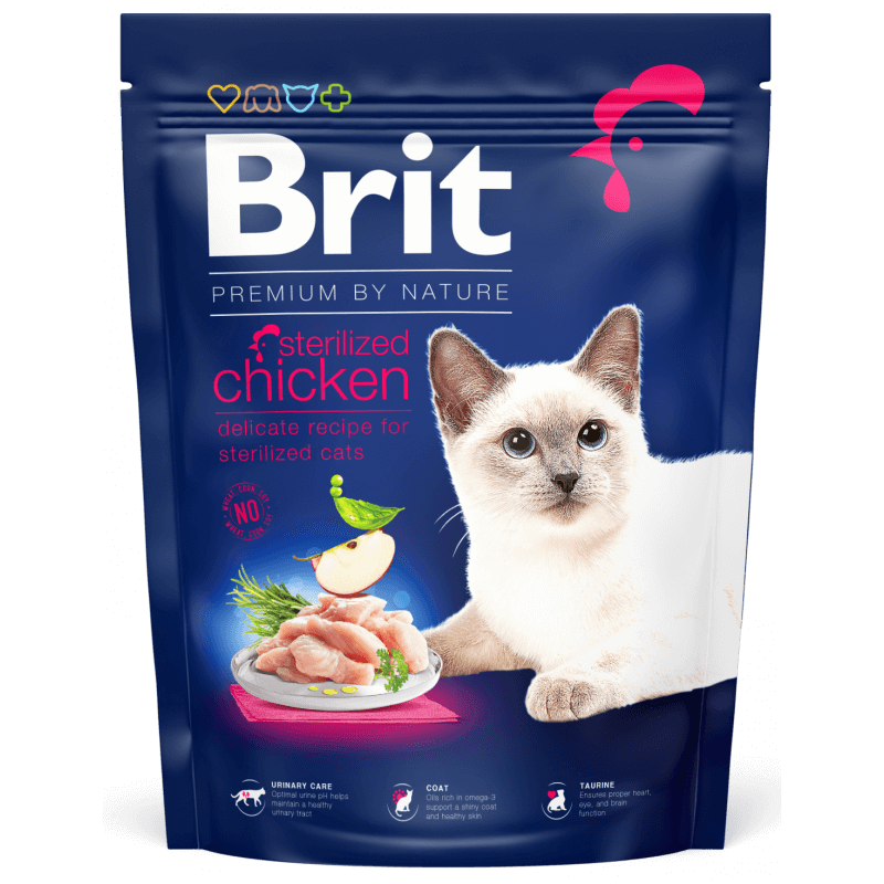 Croquettes Chat Brit Premium by Nature chat stérilisé poulet 300 gr